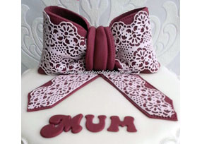 Burgundy Lace Bow Cake