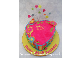Neon Heart Birthday Cake